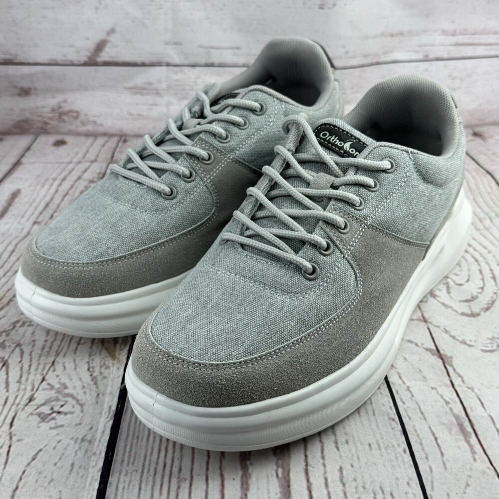 Men’s Comfort Walking Shoes Arch Support Casual Sneakers Light Gray Size 9